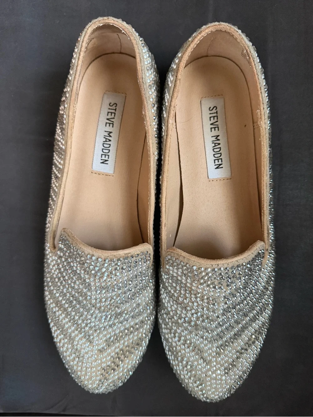 Steve Madden Crystal Embellished Loafers - Silver Glitter